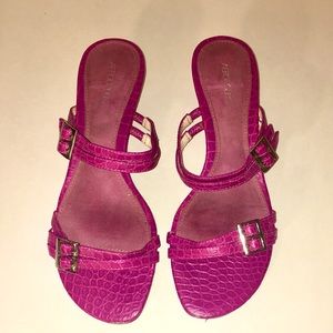 THINK PINK! Fuschia crocodile double-strap sandals by Aerosoles
